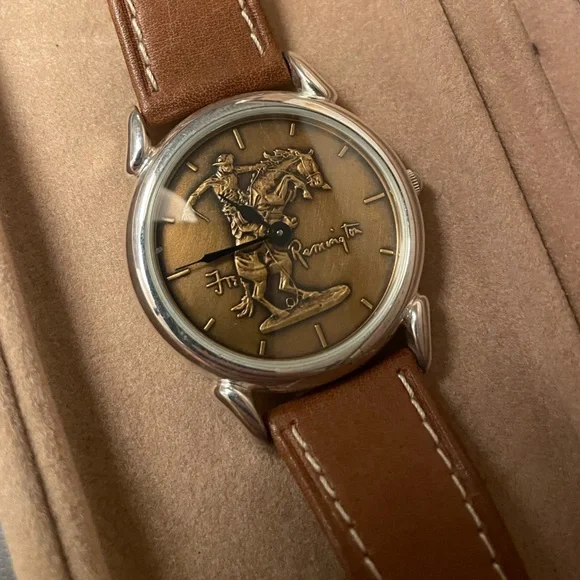 Vintage Fredric Remington museum watch 925 sterling silver bronco buster watch - Picture 1 of 15